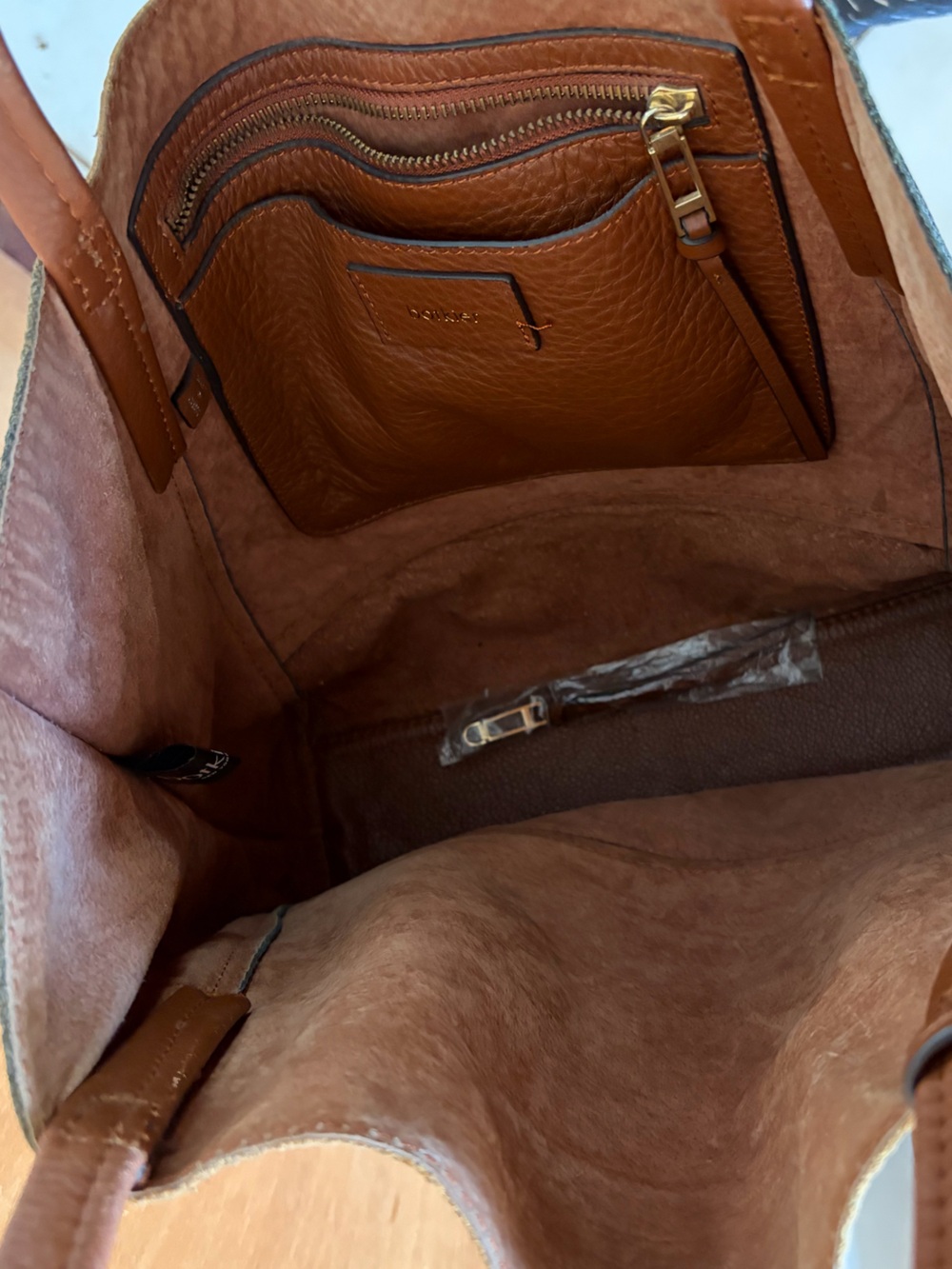 Botkier Tan Cream and Black Leather Tote Bag - Picture 7 of 10